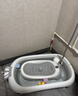 iuu嬰兒洗澡盆 可折疊寶寶浴盆大號 洗澡神器躺托浴架新生兒童用品 【北歐灰】+可調節感溫浴架 材質(zhì)：FAD食品級材質(zhì)檢測認證 曬單實(shí)拍圖