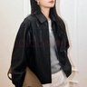 真皮皮衣女2026春秋新款寬松休閑短款上衣綿羊皮時(shí)尚百搭夾克外套 黑色 L 曬單實(shí)拍圖
