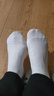 歐迪芬5雙女士襪子女100%純棉秋冬季10A抑菌防臭舒適透氣短筒襪女白色 曬單實(shí)拍圖