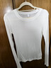 Tencel?萊賽爾羊毛圓領(lǐng)上衣休閑收腰顯瘦打底衫長(cháng)袖T恤-福利專(zhuān)享 米白 M 曬單實(shí)拍圖