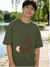 班尼路（Baleno）復古港風(fēng)潮流短袖t恤男2026新款軍綠色休閑寬松夏季純棉半袖男裝 曬單實(shí)拍圖