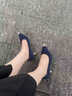 星期六（St&Sat）2026春季新款淺口單鞋女尖頭細跟通勤鞋簡(jiǎn)約氣質(zhì)百搭不累腳高跟鞋 深藍色 （7cm） 37 曬單實(shí)拍圖