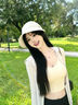 貓人防曬帽女夏季大帽檐趙露思同款棒球帽女大頭圍加深鴨舌帽百搭帽子 米白色 均碼(55-60cm) 曬單實(shí)拍圖