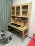 花王實(shí)木書(shū)桌書(shū)架書(shū)柜一體家用臺式電腦桌臥室學(xué)生寫(xiě)字桌A009#1.4m 曬單實(shí)拍圖