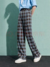 三彩2026春季新款格紋休閑褲松緊腰寬松直筒褲長(cháng)褲女 曬單實(shí)拍圖