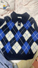 茵曼（INMAN）茵曼復古學(xué)院風(fēng)菱格毛衣2025冬季女裝新款套頭針織衫 深寶藍 S 曬單實(shí)拍圖