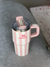 STANLEY保溫杯水杯吸管杯大容量不銹鋼保溫保冷杯男女禮物591ML粉白春日 曬單實(shí)拍圖