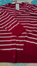 優(yōu)衣庫女裝棉莫代爾混紡圓領(lǐng)條紋針織開(kāi)衫毛衣外套487444 17 棗紅色 3XL 曬單實(shí)拍圖