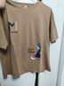 纖蕓沐短袖t恤女夏季寬松百搭韓版顯瘦印花半袖上衣新款女裝休閑短袖女 卡其色（貓女孩） 2XL 建議125-140斤 曬單實(shí)拍圖