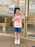嘟嘟家【100%】?jì)和疶恤夏款印花卡通男童短袖上衣韓版夏裝女童衣服可愛(ài) 淺粉色 120 曬單實(shí)拍圖