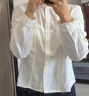 茵曼（INMAN）純棉法式荷葉邊刺繡襯衫2026春季浪漫氣質(zhì)高級感長(cháng)袖襯衣女 珍珠白 M 曬單實(shí)拍圖