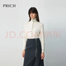 PRICH簡(jiǎn)約高領(lǐng)撞色紐扣針織開(kāi)衫2025秋新款毛衣女 煙灰色 165 曬單實(shí)拍圖
