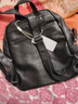啄木鳥(niǎo)（TUCANO）七夕真皮雙肩包女2026新款時(shí)尚頭層牛皮背包中年媽媽情人節旅行包 黑色 曬單實(shí)拍圖