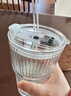 ins風(fēng)大容量帶蓋帶吸管豎紋玻璃杯水果茶杯喝水杯冰咖啡杯飲品杯 豎條紋吸管杯+蓋+吸管 【一只裝600ml】 曬單實(shí)拍圖