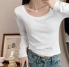 NOME長(cháng)袖t恤女早秋新款辣妹內搭打底衫短款高腰上衣 白色 XL  曬單實(shí)拍圖