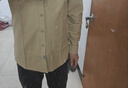 恒源祥100%純棉襯衫男長(cháng)袖休閑牛津紡純色繡花男士襯衣春秋上衣免燙寸衫 卡其 22326長(cháng) XL 180 曬單實(shí)拍圖