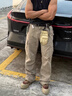 NEIGBORL【牧馬人】釗叔制復古重工百搭休閑褲水洗多口袋寬松男女工裝褲子 卡其色 L 曬單實(shí)拍圖