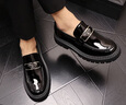 奢米頓高端板鞋男春秋2026新款潮牌時(shí)尚套腳懶人鞋厚底內增高休閑皮鞋 黑色標準版(套腳款) 37 曬單實(shí)拍圖