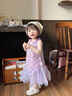 G.duck小黃鴨童裝女童連衣裙夏季新款兒童公主裙女寶寶網(wǎng)紗美人魚(yú)旗袍裙 紫色亮片 100 （建議身高90cm 3-4歲）cm 曬單實(shí)拍圖
