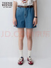Teenie Weenie小熊牛仔短褲女夏季韓版簡(jiǎn)約休閑松緊高腰時(shí)尚牛仔褲女 深藍色 S (160) 曬單實(shí)拍圖