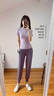 陶芙（taofu）大碼跑步運動(dòng)服套裝女胖MM春夏短袖健身服寬松顯瘦速干透氣訓練服 紫色短袖兩件套（紫褲） M 曬單實(shí)拍圖