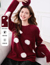 百圖（betu）女裝2025春季新款毛衣圓領(lǐng)寬松時(shí)尚大波點(diǎn)套頭毛衫女2501T02 曬單實(shí)拍圖