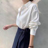 歐貝汐白色襯衫女長(cháng)袖2026春秋設計感小眾上衣垂感通勤職業(yè)襯衣 白色 M 曬單實(shí)拍圖