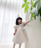 G.duck小黃鴨女童連衣裙春秋款兒童生日禮服裙子花童女寶寶公主裙女孩衣 白色 90 尺碼1~2歲【 80-90cm】 曬單實(shí)拍圖