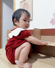 G.duck小黃鴨嬰兒包屁衣春秋長(cháng)袖新生兒連體衣女寶寶公主滿(mǎn)月周歲哈衣 酒紅色夏款 加襪子 66cm 尺碼建議0-3個(gè)月8-12斤 曬單實(shí)拍圖