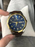 POEDAGAR瑞士正品男士手表奢華防水時(shí)尚韓版雙日歷夜光潮流手表男石英腕表 810間金殼藍面皮帶款 41mm 曬單實(shí)拍圖