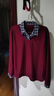 時(shí)尚休閑假兩件衛衣女春秋新款洋氣翻領(lǐng)顯瘦百搭拼接格紋上衣 酒紅色 2XL 125-135 曬單實(shí)拍圖