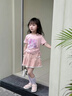 G.duck女童夏季套裝2026新款兒童洋氣短袖T恤夏裝小女孩牛仔短裙兩件套 粉色短袖 150 cm 曬單實(shí)拍圖