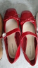 UR秋季新款女復古蝴蝶結瑪麗珍單鞋UAYS50078 大紅 38 曬單實(shí)拍圖