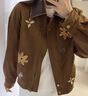 茵曼（INMAN）茵曼復古麂皮刺繡拼接翻領(lǐng)外套2026春女裝新款夾克上衣 深棕色 S 曬單實(shí)拍圖