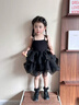 班喜迪女童夏裝連衣裙洋氣兒童公主裙子周歲寶寶禮服夏季小童吊帶蓬蓬裙 黑色 90 曬單實(shí)拍圖