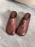 青婉田（Q.VONTON）焦糖映跡 水洗抓皺包頭穆勒鞋女春夏一腳蹬懶人半拖涼鞋 咖啡色 39 曬單實(shí)拍圖
