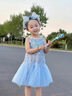 G.duck小黃鴨童裝愛(ài)莎公主裙女童連衣裙夏季亮片網(wǎng)紗拼接魚(yú)尾裙兒童裙子 藍色+皇冠魔法棒 90 建議1~2歲（80-90cm） 曬單實(shí)拍圖