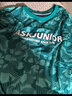 ASK JUNIOR男童短袖T恤夏季兒童不規則條紋中大童速干打底衫上衣童裝 綠色 曬單實(shí)拍圖
