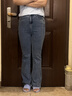 浪莎牛仔褲女春秋款復古高腰修身顯瘦馬蹄褲彈力提臀毛邊時(shí)尚微喇褲女 曬單實(shí)拍圖