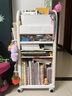 優(yōu)勤（YOUQIN）書(shū)包置物架落地可移動(dòng)小推車(chē)書(shū)本收納架多層兒童繪本書(shū)籍整理神器 書(shū)包置物架【白色】5層 41.7*25*93.8cm 曬單實(shí)拍圖