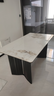現代簡(jiǎn)約巖板餐桌椅子組合家用小戶(hù)型廚房吃飯桌子長(cháng)方形極簡(jiǎn)風(fēng)格 單餐桌+4月亮椅 140cm 曬單實(shí)拍圖
