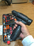 安捷順（ANJIESHUN）[安捷順]手電鉆全套家用工具套裝組合維修電動(dòng)螺絲刀家庭工具箱套 12V旗艦款(24件套裝)二電一充 曬單實(shí)拍圖