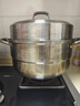 炊大皇304不銹鋼三層蒸鍋家用復合底湯鍋蒸饅頭包子可視可立高拱蓋34cm 曬單實(shí)拍圖