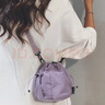 滕閣廂  包包女士斜挎包女水桶包休閑日系百搭抽繩出游尼龍斜跨手機包 紫色 曬單實(shí)拍圖