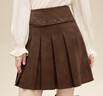 百圖（betu）女裝冬季新款半身裙高級感麂皮百褶短裙撞釘裙子女2511T62 咖啡色 L 曬單實(shí)拍圖