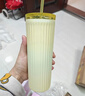 星巴克（Starbucks）薄荷綠漸變直紋款薯條吸管杯473ml水杯子咖啡杯男女女神節禮物 曬單實(shí)拍圖