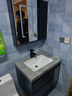 九牧王浴室柜洗手盆柜組合一體盆陶瓷盆衛生間洗漱臺洗臉盆 80cm星空灰+云巖一體盆+智能玻璃鏡柜 曬單實(shí)拍圖