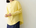 MUJI女式 木棉混雙層紗織盤(pán)扣襯衫女士襯衣外套26年春季女裝 BC2R7A6S 淺黃色 XL (165/92A) 曬單實(shí)拍圖