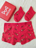 貓人（MiiOW）紅襪子本命年馬年紅內褲男純棉結婚喜慶鴻運套裝平角褲頭四角褲衩 曬單實(shí)拍圖