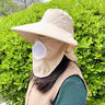 喜蘇萊棉麻涼帽防曬帽子女夏季面罩遮臉太陽(yáng)帽大沿紫外線(xiàn)采茶騎車(chē)遮陽(yáng)帽 卡其色 --帽檐可卷--棉料 曬單實(shí)拍圖